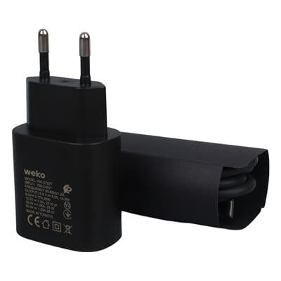 Weko WK-27877 Note10 Siyah 25 Watt Şarj Başlık Adaptörü + Type-C To Type-C Kablo