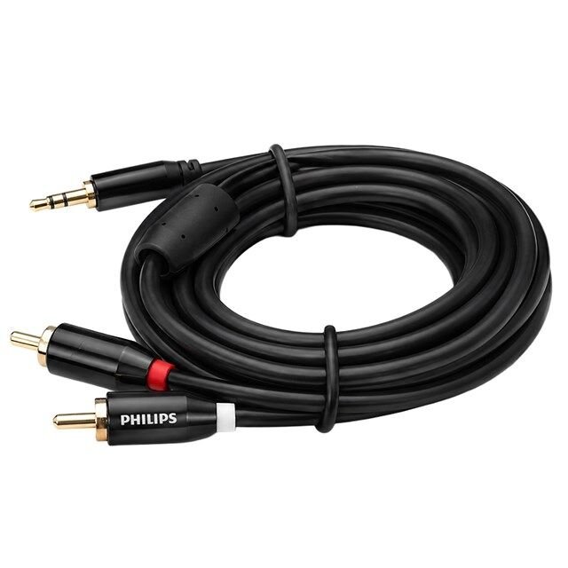 Philips SWR2121B/93 3.5mm Stereo 2 RCA AUX Ses Kablosu 5 Metre Hi-Fi Ses Kalitesi