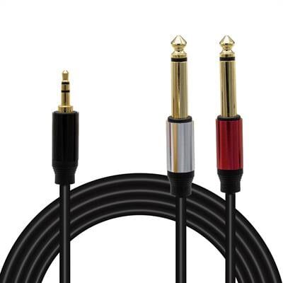 MagicVoice LD360 1.5 Metre 3.5mm Stereo Jak (TRS) - 2x6.35mm Mono Jak (TS) Ses Kablosu