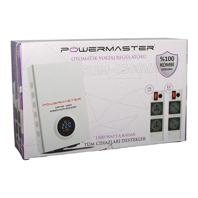 Powermaster SLIM-1500 Otomatik 1500 Watt Voltaj Kombi Regülatörü