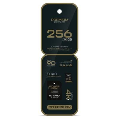 Powerway Premium 256 GB 90MB/S Ultra Hızlı 4K Destekli SDXC Hafıza Kartı