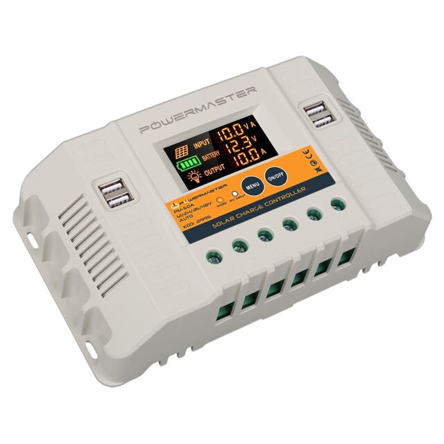 Powermaster PM-50A 12V-24V-36V-48V 50 Amper 4 USB'li Dijital Otomatik Solar Şarj Regülatörü