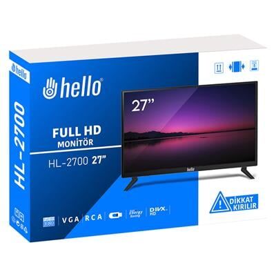 Hello HL-2700 27'' Audio IN-RCA-VGA-HDMI-USB 12 Volt Adaptörlü Full HD Led Monitör