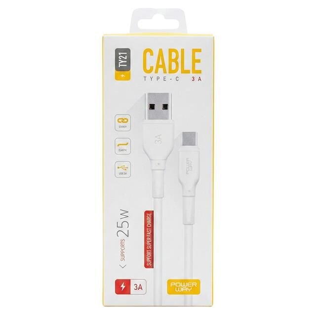 Powerway TY21 3 Amper 25 Watt USB TO Type-C Hızlı Şarj Ve Data Kablosu