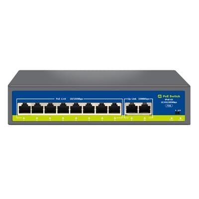 Novacom NVC-HIF0820GBL-C 8+2 Port Gigabit Uplink PoE Switch (250m Extend Modlu)