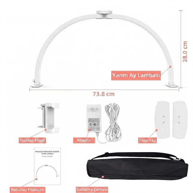 TrLed F-700A 70CM Beyaz Katlanabilir Masaüstü Manikür ve Protez Tırnak Lambası