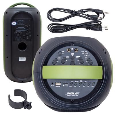Shile SL-2019A El Mikrofonlu-Kumandalı USB/SD/BT Işıklı Taşınabilir Şarjlı Seyyar Anfi