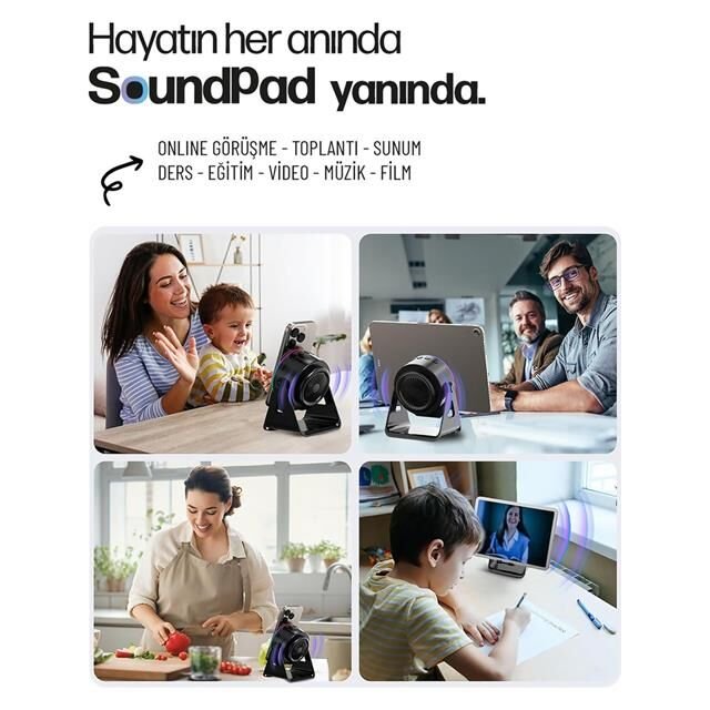 Enkado EKD-S11 5W İndüksiyonlu Bluetooth Hoparlör Ses Yükselten 2000mAh RGB Işıklı Standlı Speaker