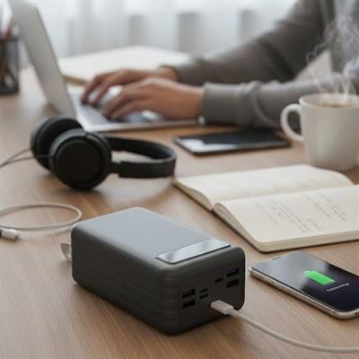 Powerway TX80 80.000mAh Kablolu Dijital Göstergeli Gerçek Fener Işıklı Kamp Siyah Powerbank