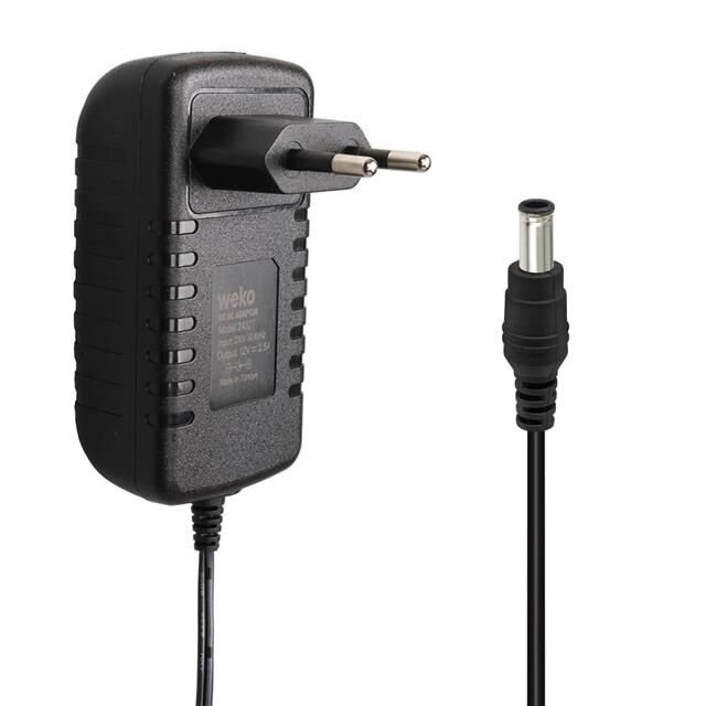 Weko WK-24327 12 Volt - 2.5 Amper 5.5*2.5 Uçlu Yerli Üretim Plastik Kasa Priz Tipi Adaptör