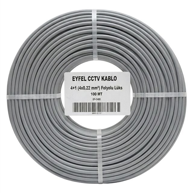 Eyfel EF-C400 2x0.22mm Folyolu 100 Metre CCTV Kamera Kablosu