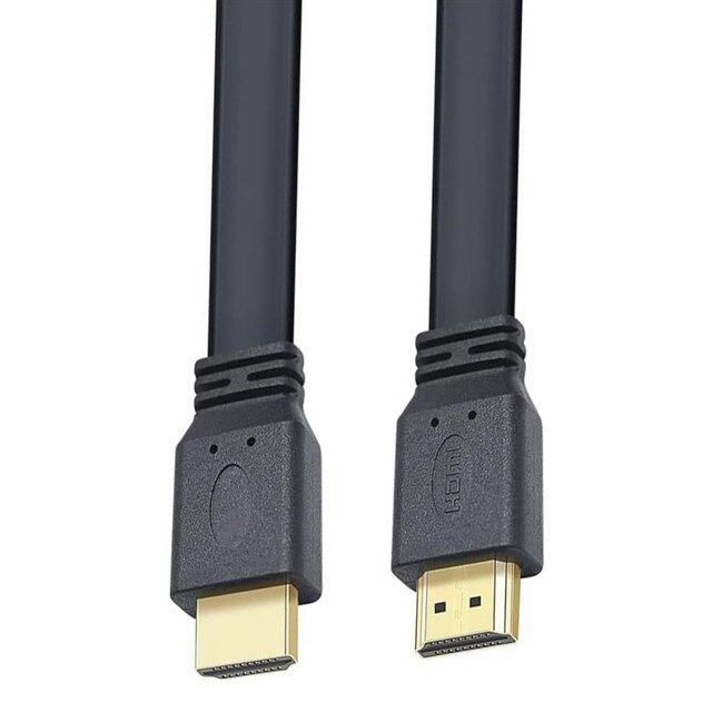 PowerMaster HK-25508 Düz Siyah 1.5 Metre Flat Yassı Gold Uçlu 19 Pin HDMI Kablo