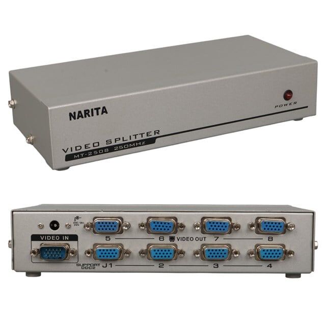 Narita NRT-2508 250 MHz 8 Port 1920x1440 Destekli VGA Video Splitter Dağıtıcı 9 V Adaptörlü