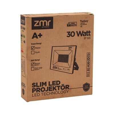 Zmr 30 Watt 6500k Ip66 150* Işık Açısı 220 Volt Siyah Slim Kasa Led Projektör