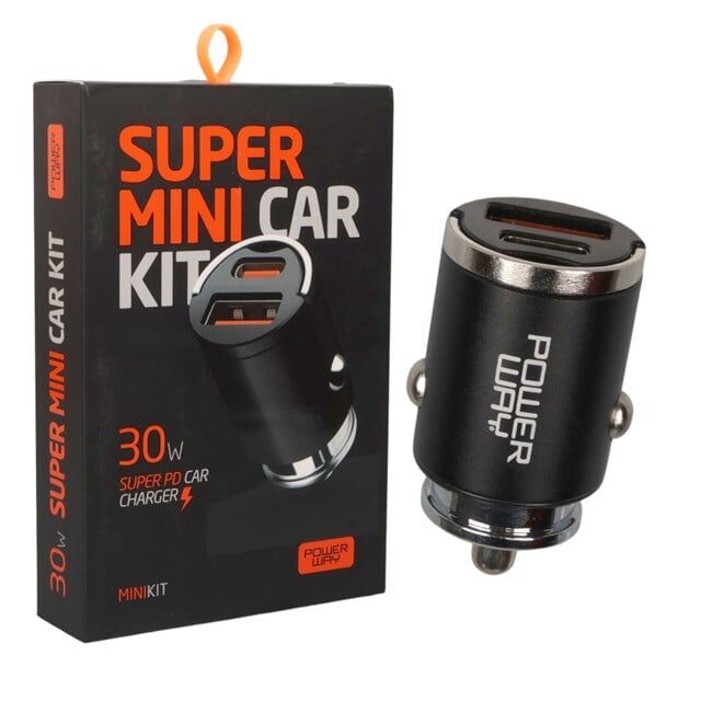Powerway MiniKit 30W Super PD & QC 4.0 Çift Çıkışlı Hızlı Ultra Kompakt Metal Araç Şarj Cihazı