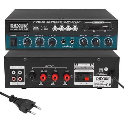 Dexun D-70 USB-SD-AUX-Bluetooth Destekli 50 Watt 100 Volt 4-16 Ohm Hat Trafolu Anfi