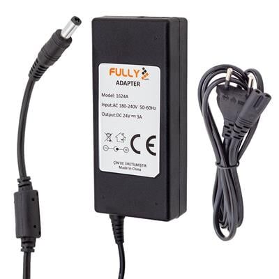 Fully O-1624A 24 Volt - 3 Amper Plastik Kasa Masaüstü Adaptör 5.5*2.5 Uç