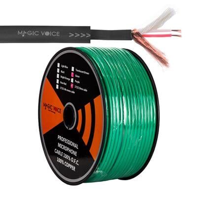 MagicVoice B96 Profesyonel 2 Damarlı Blendajlı Enstrüman Mikrofon Kablosu Stereo 100 Metre (Yeşil)