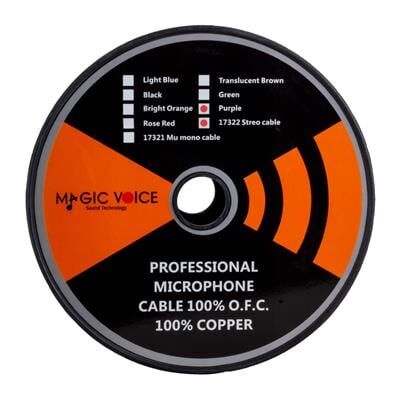 MagicVoice B96 Profesyonel 2 Damarlı Blendajlı Enstrüman Mikrofon Kablosu Stereo 100 Metre (Mor)