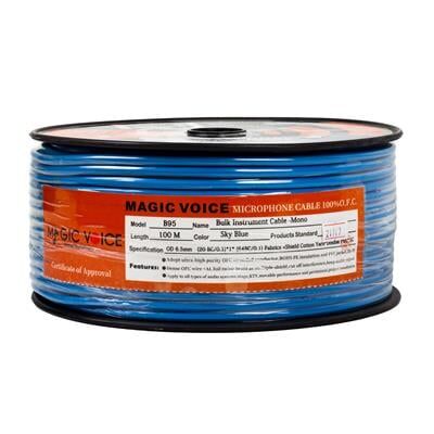 MagicVoice B96 Profesyonel Tek Damarlı Blendajlı Enstrüman Mikrofon Kablosu Mono 100 Metre (Açık Mavi)