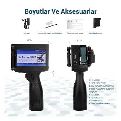 Powermaster PM-10878 4.3'' Dokunmatik Ekranlı Şarjlı Endüstriyel El Tipi Portatif Mürekkep Yazıcı