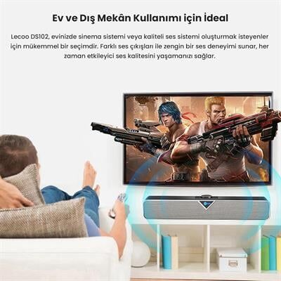 Lenovo Lecoo DS102BT 6W Çift Modlu Bluetooth - AUX Stereo Soundbar Hoparlör