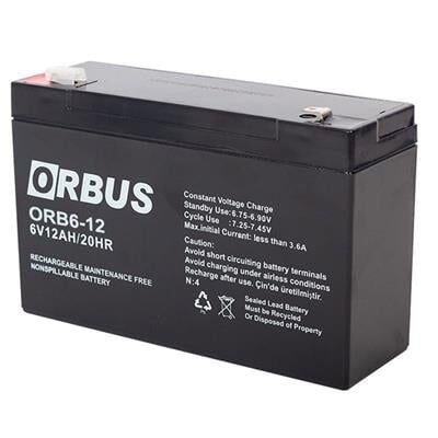 Orbus 6 Volt 12 Amper Kuru Akü ORB6-12 (150x50x94 Mm)