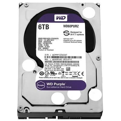 Western Digital WD60PURZ 6 TB Sata6 64Mb 7-24 Purple Harddisk
