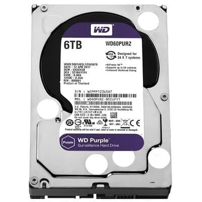 Western Digital WD60PURZ 6 TB Sata6 64Mb 7-24 Purple Harddisk