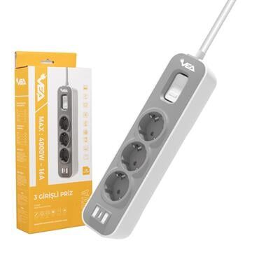 Vea VE-NOVA103 A Class 3'lü Anahtarlı 1.5 Metre Akım Korumalı Priz