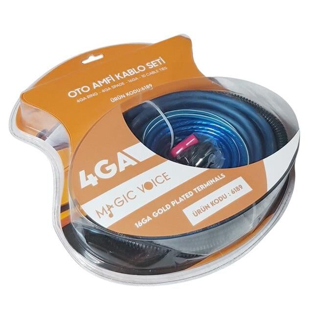 Magicvoice MV-6189 4GA Profesyonel 120A Sigortalı Oto Amfi Güç Bağlantı Montaj Kablo Seti