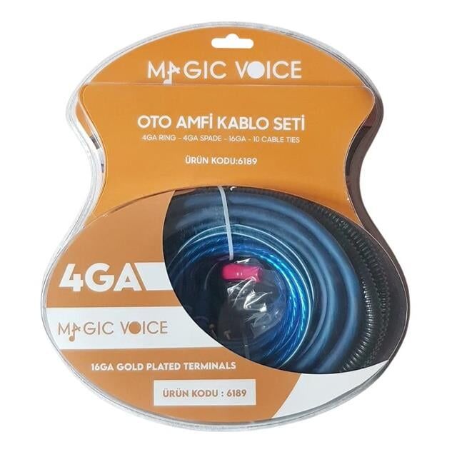 Magicvoice MV-6189 4GA Profesyonel 120A Sigortalı Oto Amfi Güç Bağlantı Montaj Kablo Seti