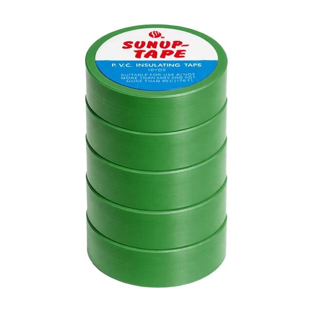 Sunup SN-27923 Yeşil 0.13x18mm İzole PVC Elektrik Yalıtım Bant (5'li Paket)