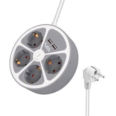 Vea VE-G604YU 4'lü 2 USB’li Anahtarlı 1.5 Metre Grup Priz