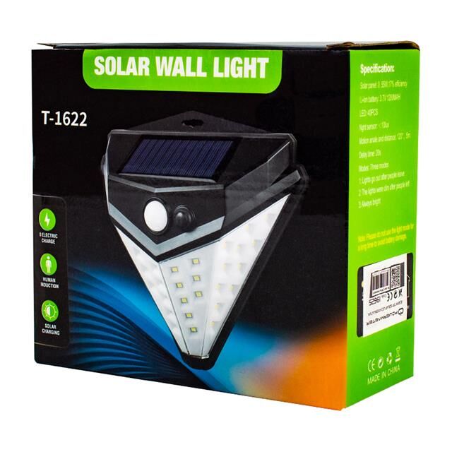 Powermaster T-1622 Güneş Enerjili Hareket Sensörlü Solar Duvar Lambası 180°