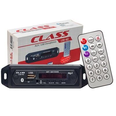 Class Bluetooth-USB-SD-MMC-Aux-Mikrofonlu-Kumandalı Oto Teyp Çevirici Dijital Player USB-402