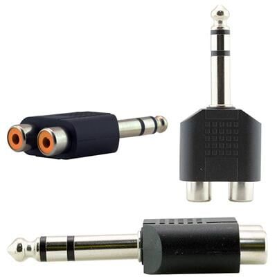 6.3 Mm Stereo Erkek - 2 Rca Dişi Çevirici Jack