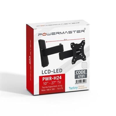 Powermaster PWR-H24 10''-27'' Çift Kollu Kilitli Hareketli TV Duvar Askı Aparatı