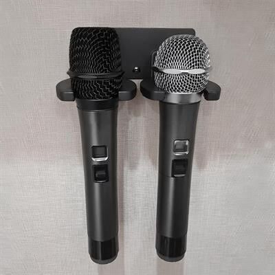 PowerMaster PM-26938 Duvara Monte Çift Mikrofon Tutucu Askı Metal Gövde