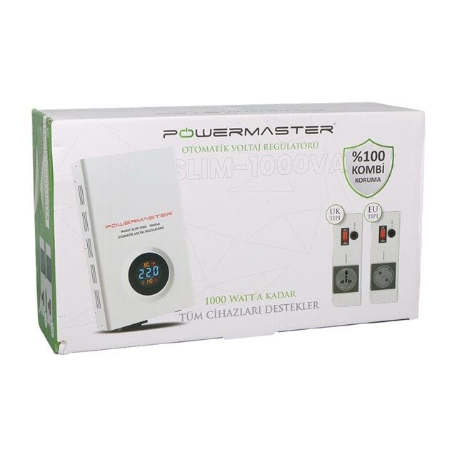 Powermaster SLIM-1000 Otomatik 1000 Watt Voltaj Kombi Regülatörü