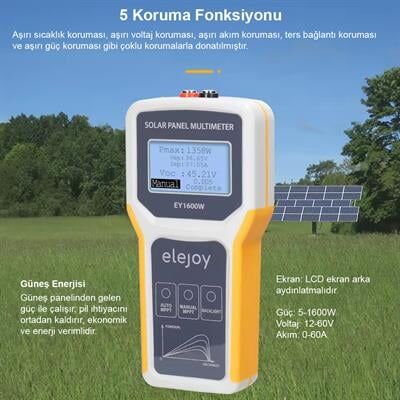 PowerMaster PM-26939 1600 Watt Fotovoltaik MPPT Solar Panel Voltaj Multimetre 12-60V