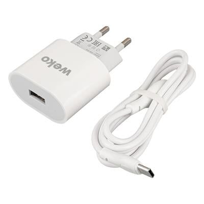 Weko WK-21442 PDU QC 3.0 Amper Telefon Şarj Başlık Adaptörü + Type-C Kablo