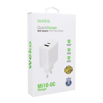Weko WK-21446 S11-UC 25 Watt 3.0 Amper Type-C + USB Telefon Şarj Başlık Adaptörü