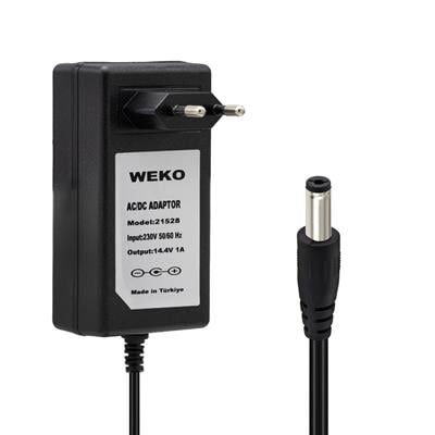 Weko 14.4 Volt - 1 Amper 5.5*2.5 Uçlu Plastik Işıklı Kasa Priz Tip Adaptör