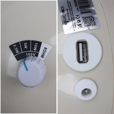 MagicVoice MV-12 7.5 CM 20 Watt Komütatörlü Hat Trafolu Krem Beyazı Sütun Sarkık Hoparlör (2'li Takım)