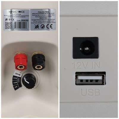 MagicVoice MV-36 11 CM 50 Watt Komütatörlü Hat Trafolu Krem Beyaz Sütun Hoparlör (2'li Takım)