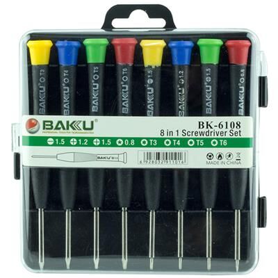 Baku BK-6108 8in1 Hassas Tornavida Seti (1.5-1.2-0.8--T3-T4-T5-T6)