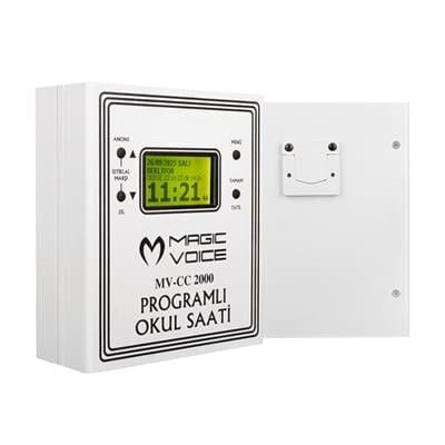 Magicvoice MV-CC2000 USB Duvar Tipi Programlı 20 Adet MP3 Formatı Zil / İstiklal Marşlı Akıllı Dijital Okul Saati (Çan Takılabilir)