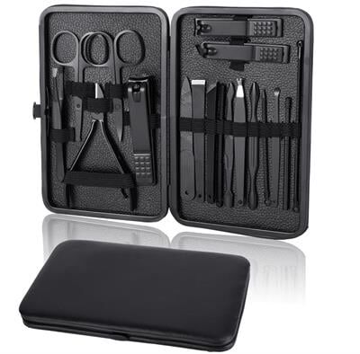 Sunup SN-27099 Siyah Paslanmaz Çelik 18in1 Profesyonel Manikür Tırnak Bakım Seti