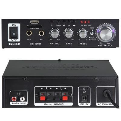 Notel Not-306 2X20W 4-8 Ohm Usb/Sd Girişli Bluetoothlu 2 Mikrofon Girişli Trafosuz Stereo Mini Anfi